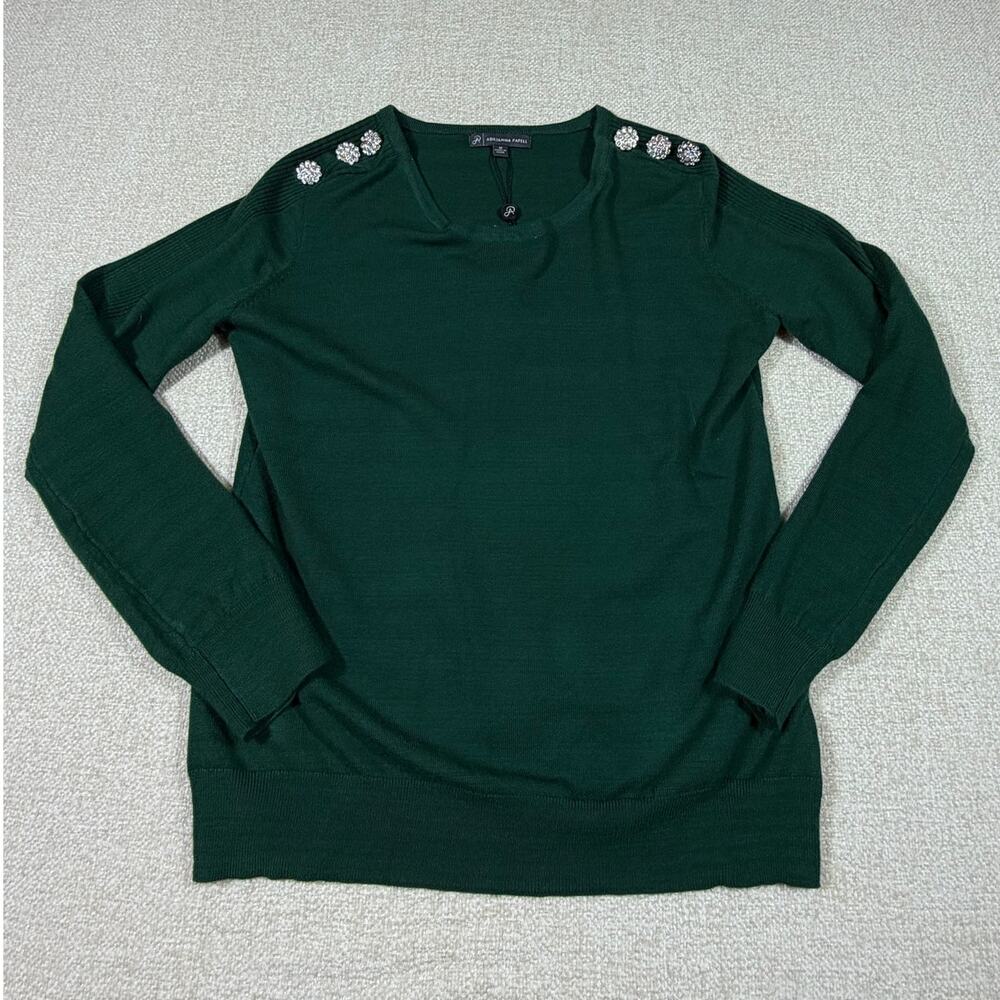 NWT Adrianna Papell Women Med Green Long Sleeve Pullover Sweater Glam Wear